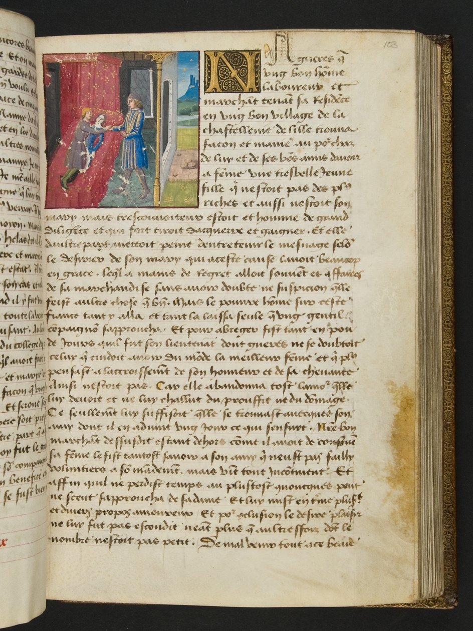 MS Hunter 252 103r oldal a száz új hírből, c.1461-62 alkotó: French School