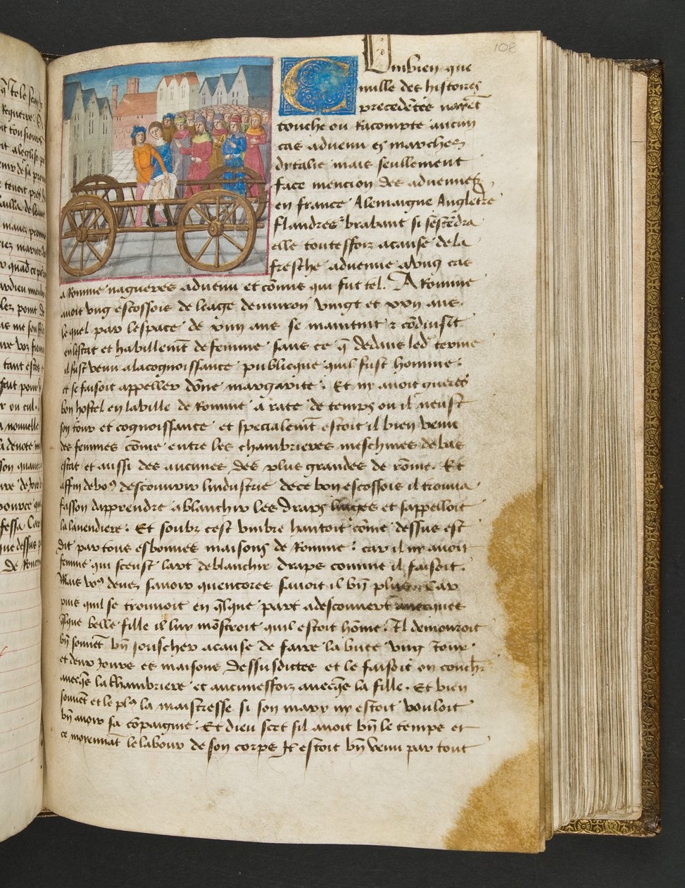 MS Hunter 252 108r oldal a száz új hírből, c.1461-62 alkotó: French School