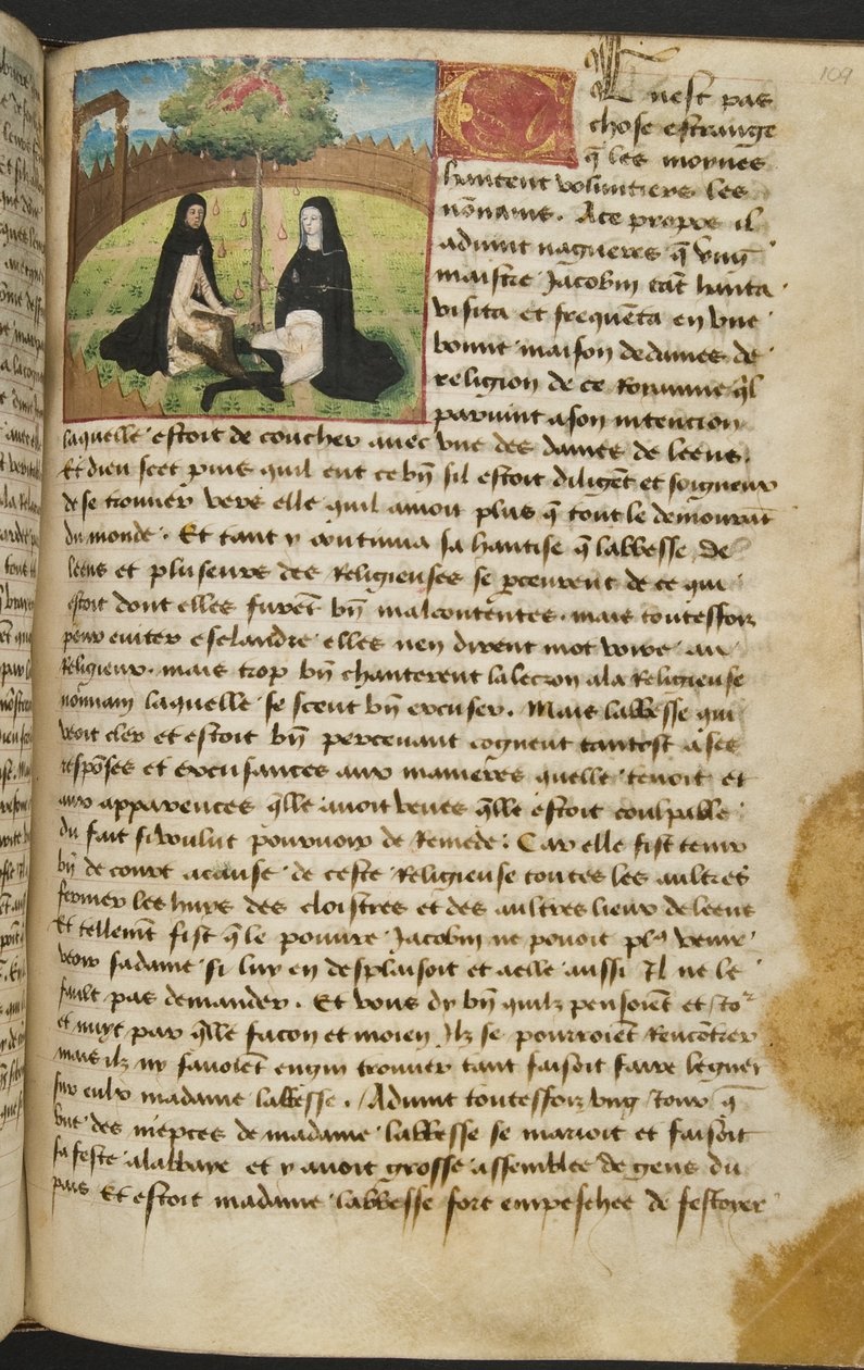 MS Hunter 252 109r oldal a száz új hírből, c.1461-62 alkotó: French School