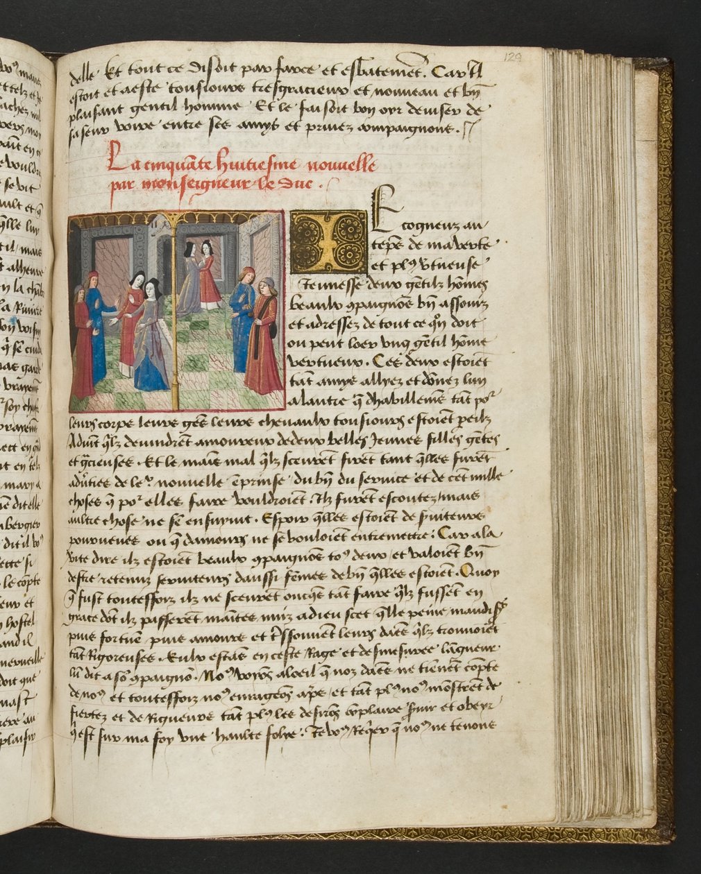 MS Hunter 252 129r oldal a száz új hírből, c.1461-62 alkotó: French School