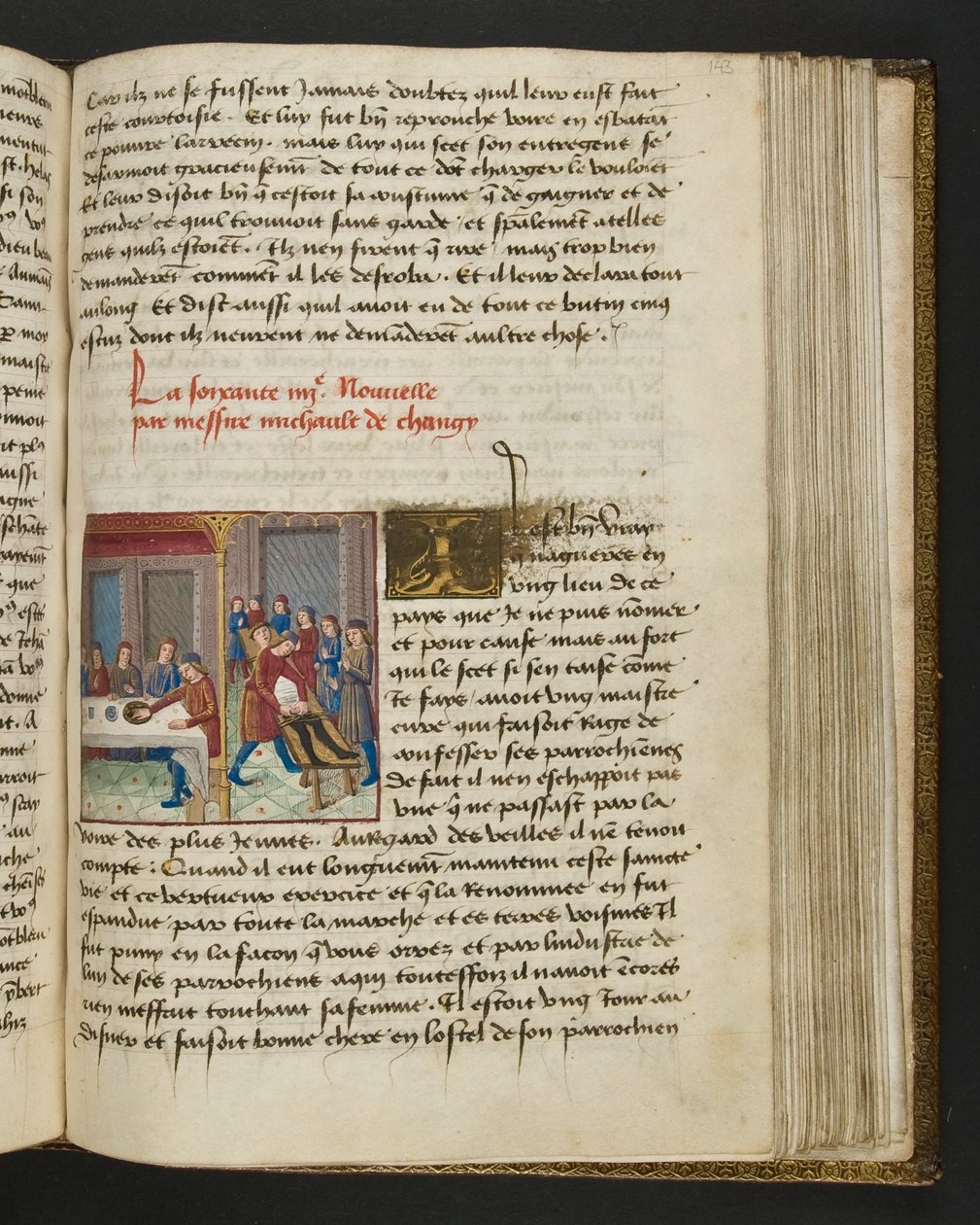 MS Hunter 252 143r oldal a száz új hírből, c.1461-62 alkotó: French School