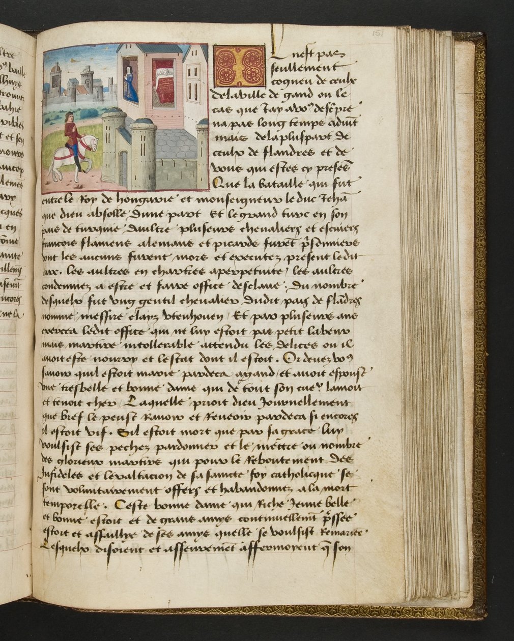 MS Hunter 252 151r oldal a száz új hírből, c.1461-62 alkotó: French School