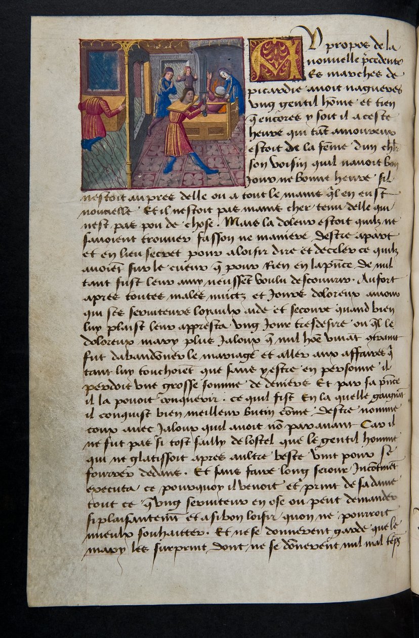 MS Hunter 252 155v oldal a száz új hírből, c.1461-62 alkotó: French School