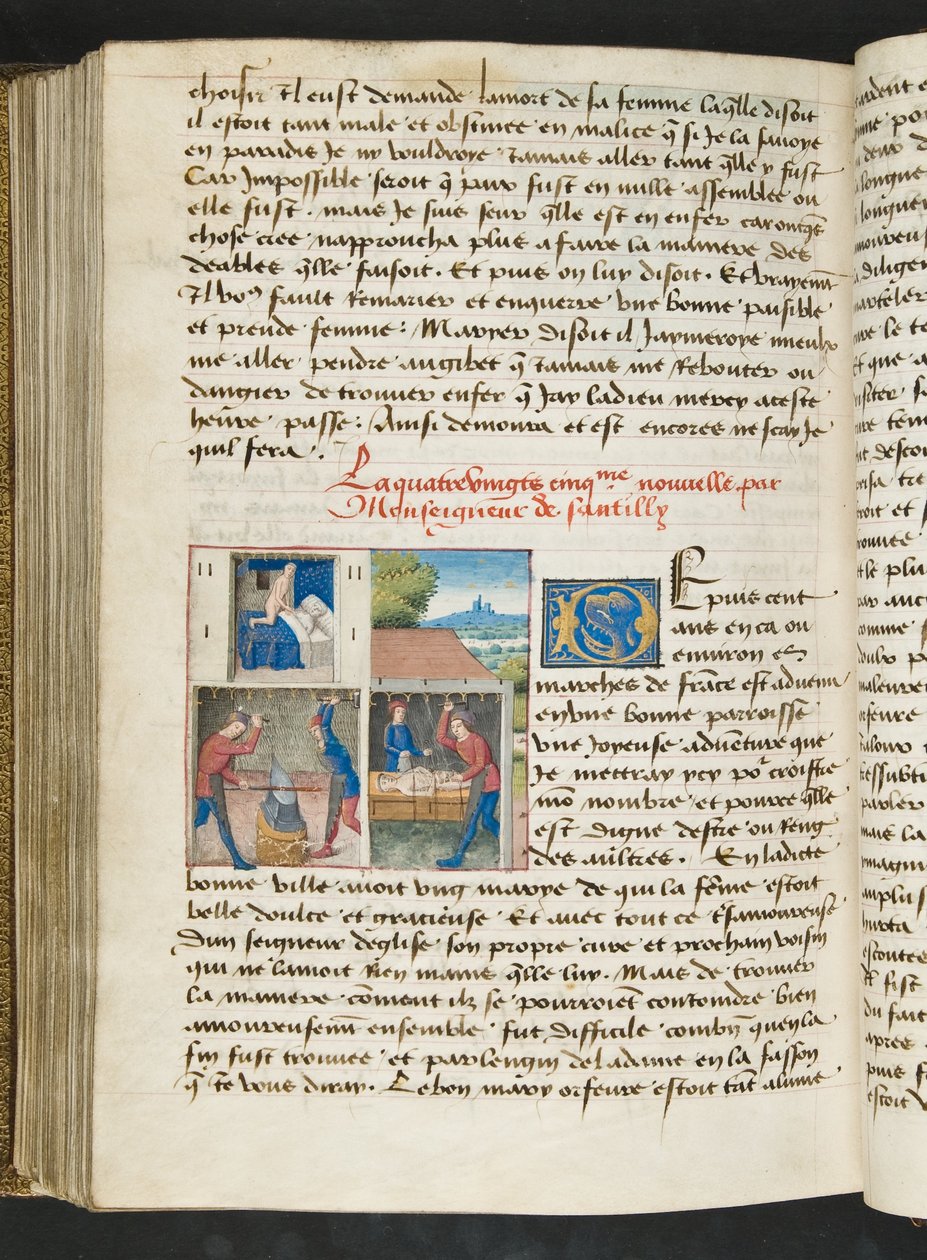 MS Hunter 252 175v oldal a száz új hírből, c.1461-62 alkotó: French School