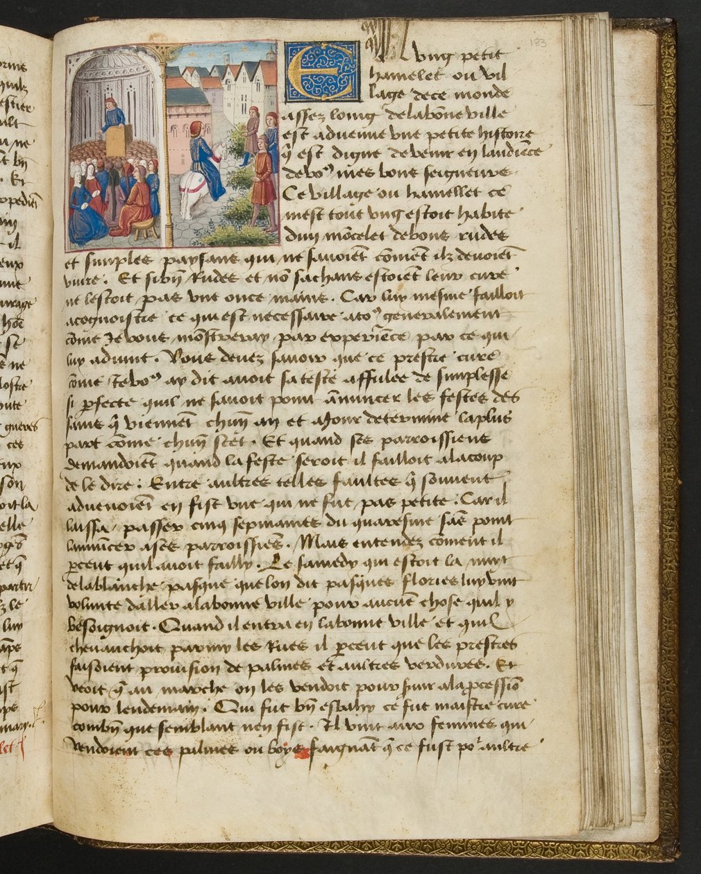 MS Hunter 252 183r oldal a száz új hírből, c.1461-62 alkotó: French School