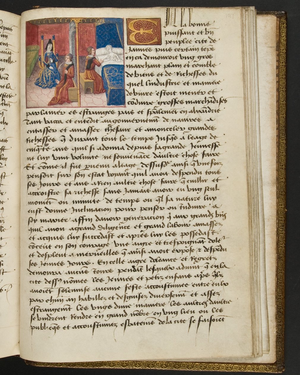MS Hunter 252 197r oldal a száz új hírből, c.1461-62 alkotó: French School