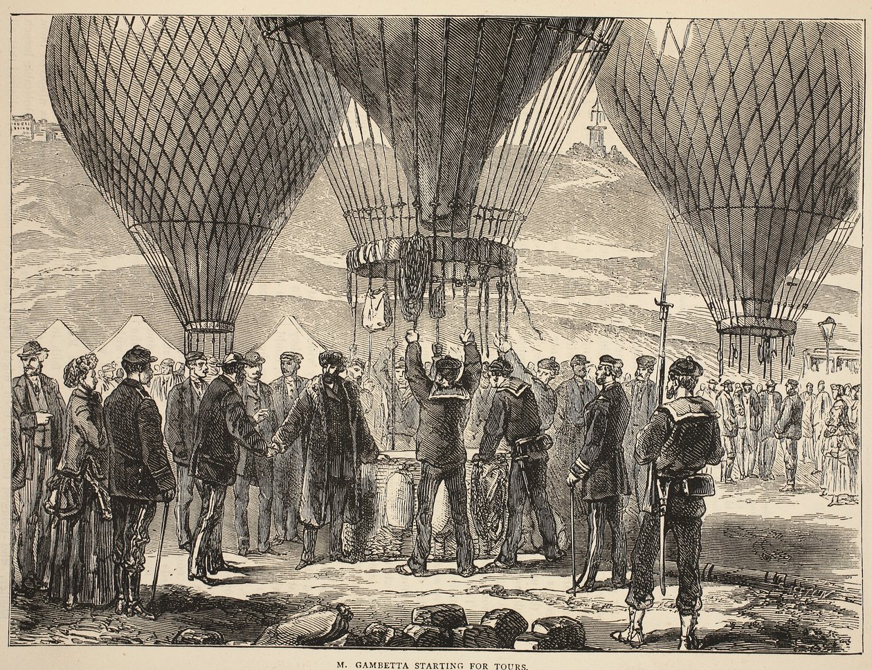 M. Gambetta Toursba indul, illusztráció Cassellsból: A Franciaország és Németország közötti háború története, 1870-1871 alkotó: French School