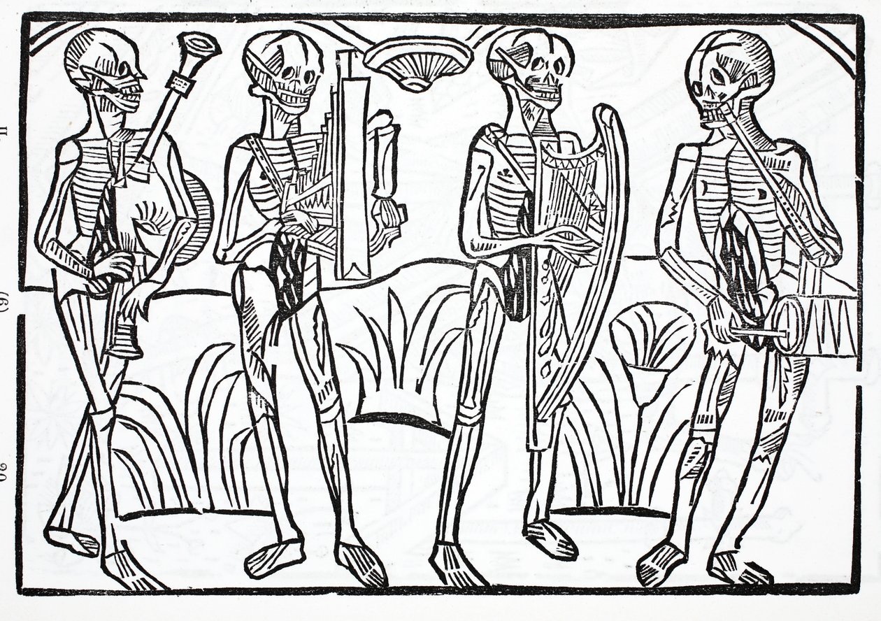 Macabre tánc - zenészek csontvázai egy zenekarban alkotó: French School