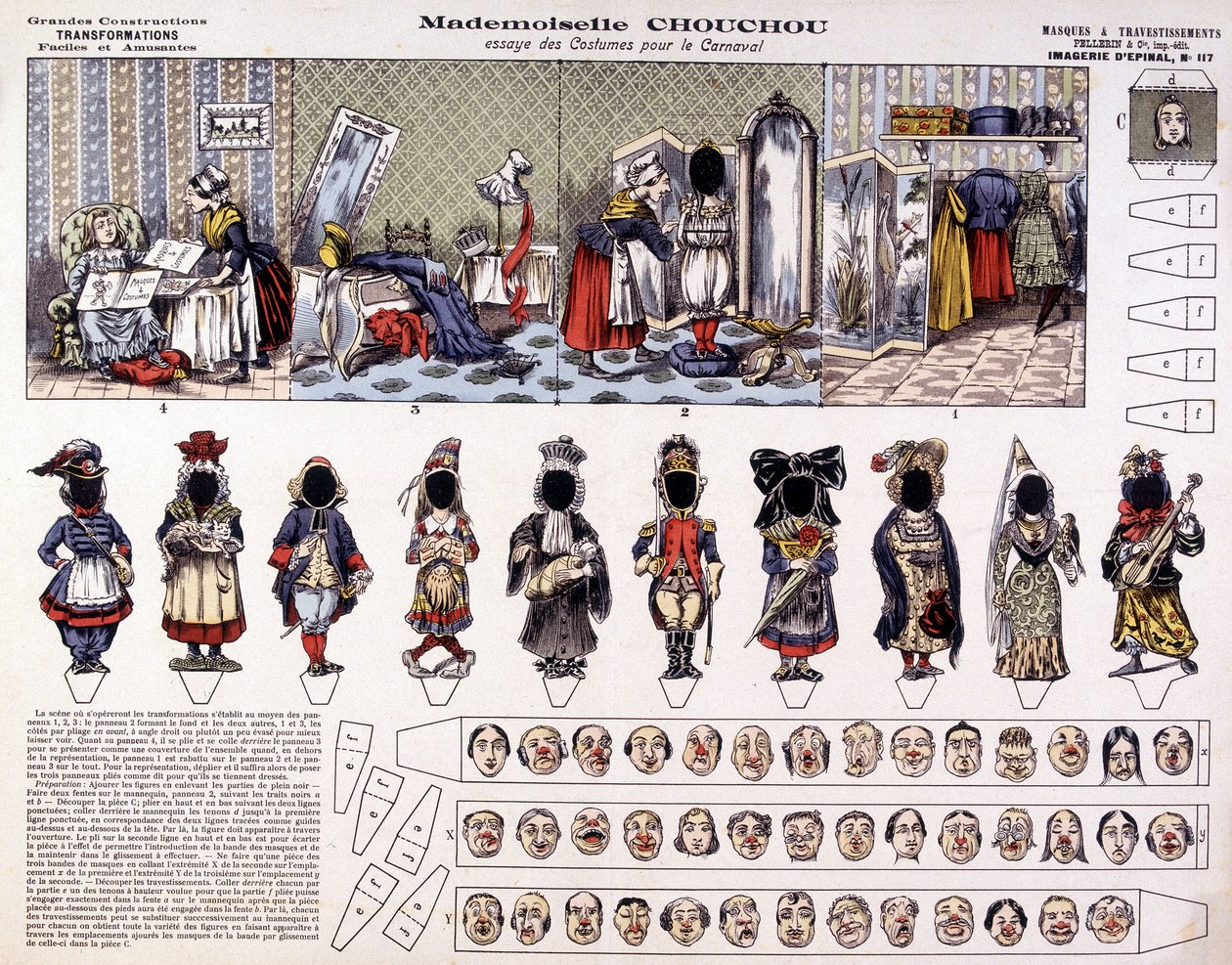 Mademoiselle Chouchou – Próbáljon ki karneváli jelmezeket: átalakulások. 19. század. alkotó: French School