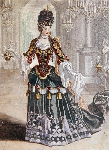 Mademoiselle Desmatins Psyche szerepében Lully operájában, 1703 körül (színes metszet) alkotó: French School