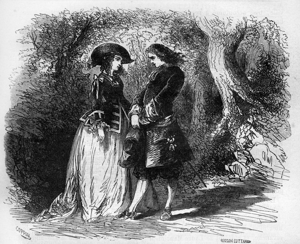 Mademoiselle de Pons 1653 körül találkozott fiatal szeretőjével, Malicorne-nal. Dr. Th. „A prostitúció és a kicsapongás története a világ összes népe között az ókortól napjainkig” című vésése. -F. Debray. 1879. alkotó: French School