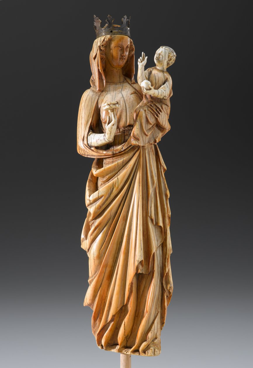 Madonna és gyermeke, 1260-1290 körül (Elefántcsont és fém) alkotó: French School