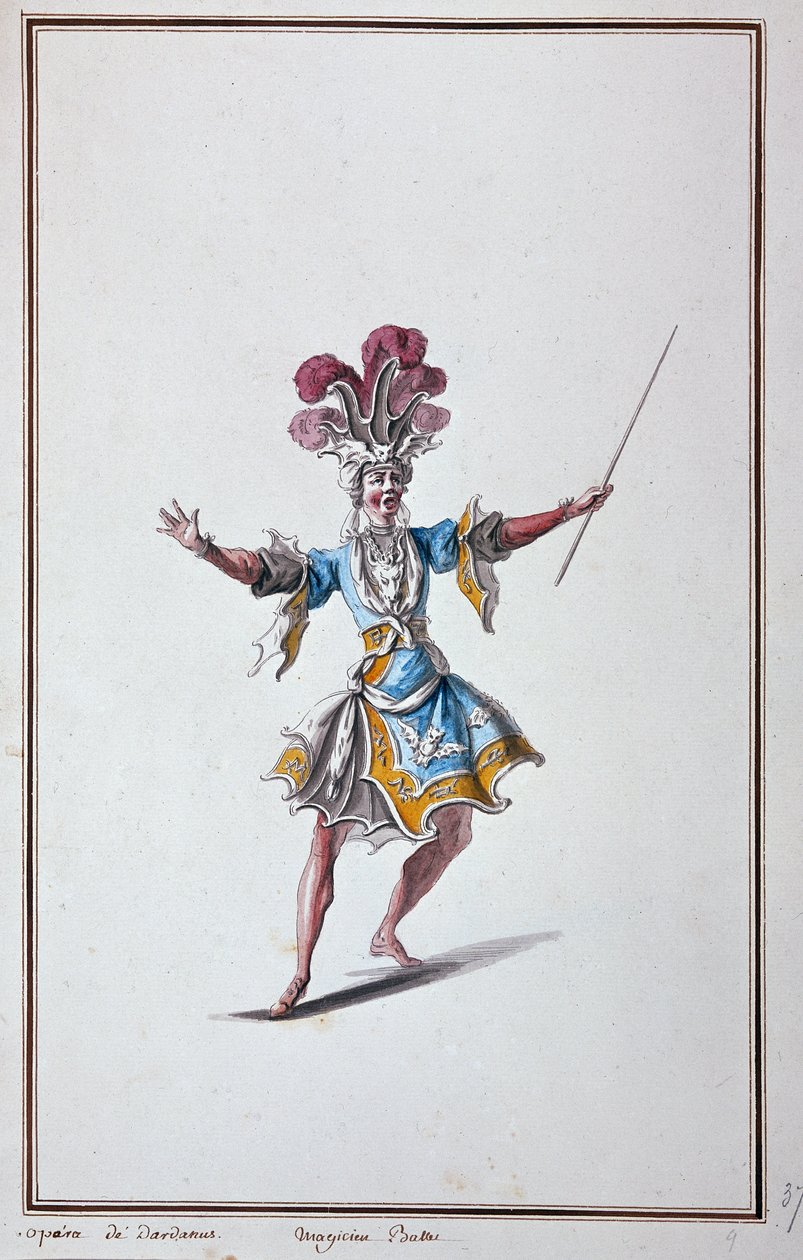 Bűvész jelmeze Dardanus operájához, Jean-Philippe (Jean Philippe) Rameau lírai tragédiája – a „Menus Plaisirs du Roi, Ballets et Costumes” c. alkotó: French School