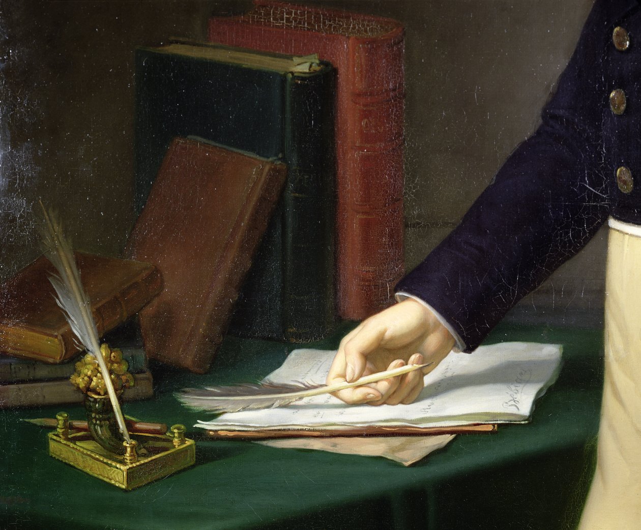 Férfi, aki tollat tart a jobb kezében, 1830-40 körül alkotó: French School