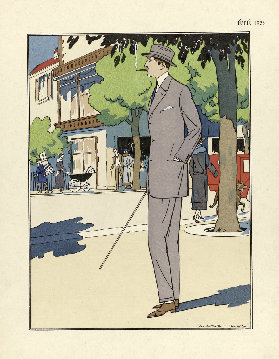 Mans Suit, írta Marc-Luc, pub. 1923 (pochoir print) alkotó: French School