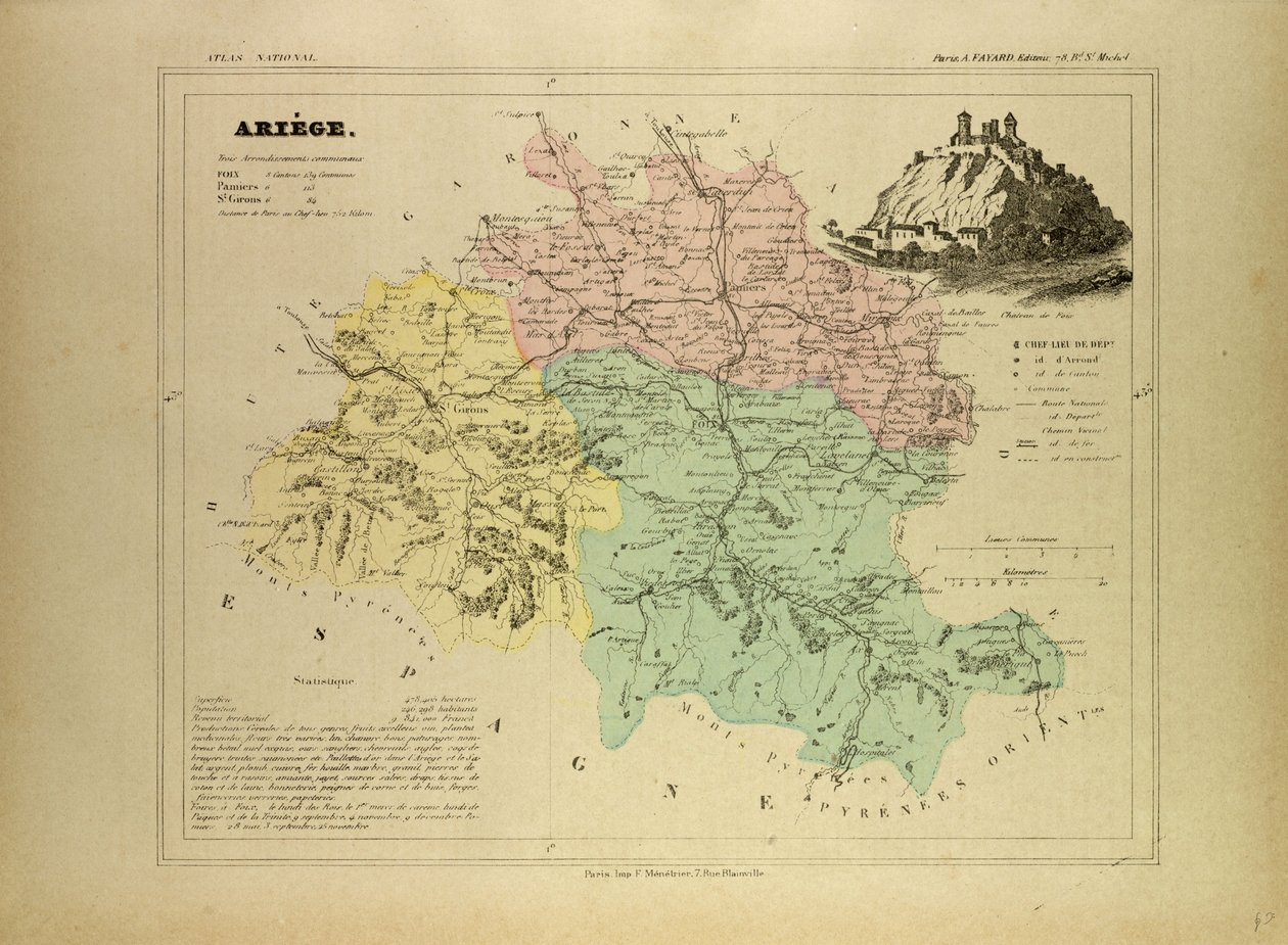 Map of Ariège, France alkotó: French School