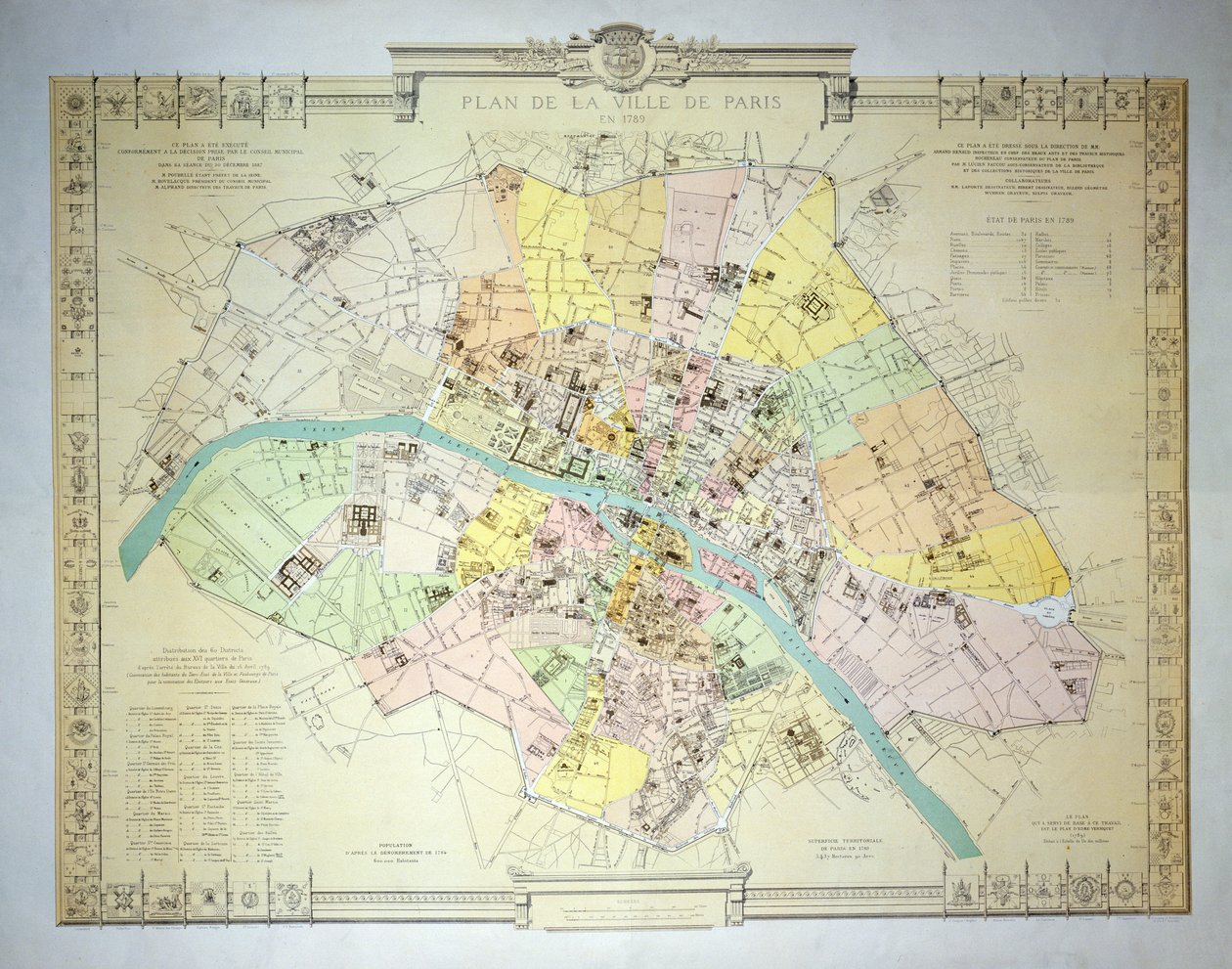 Párizs térképe 1789-ben, 1887-ben alkotó: French School