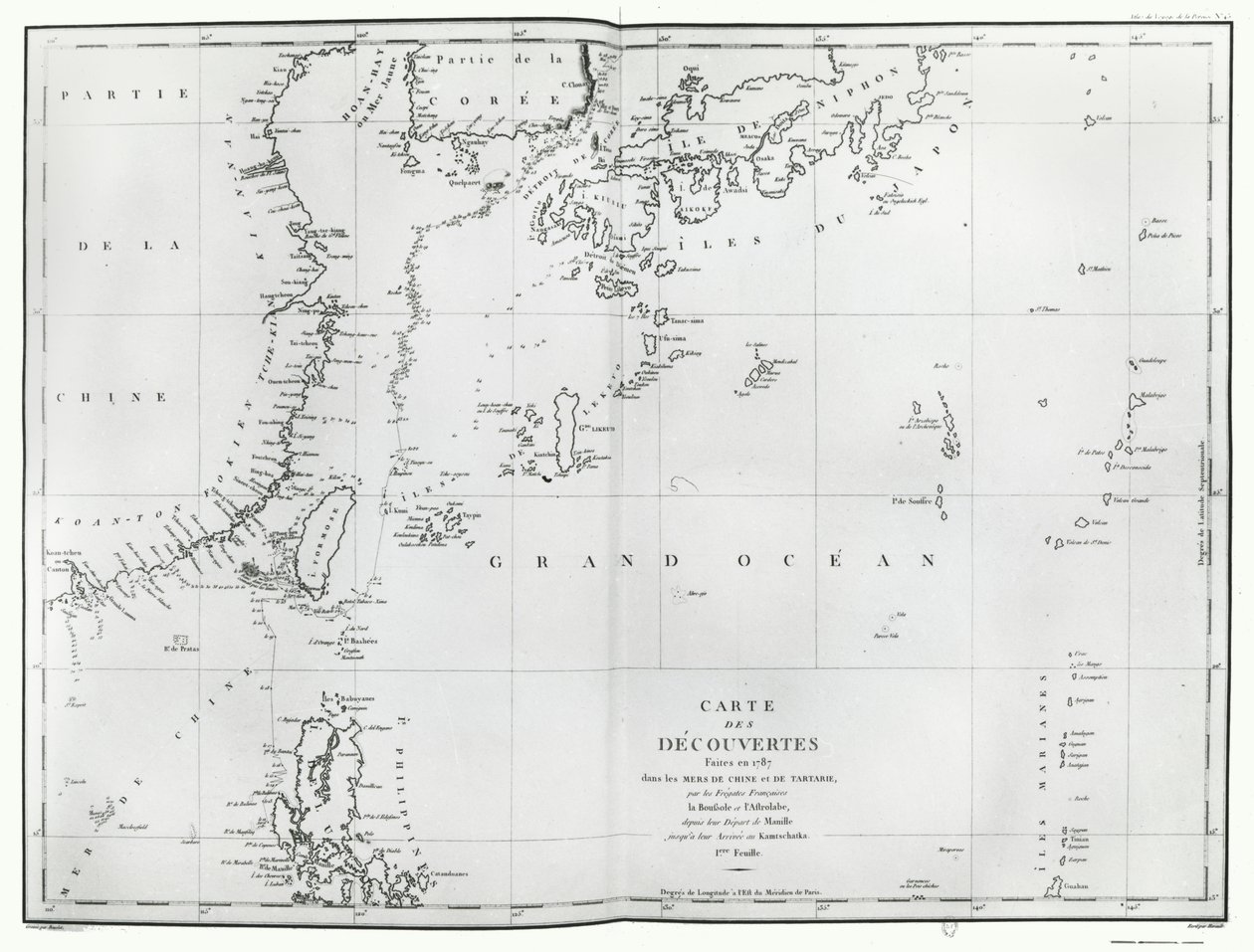 A Dél-kínai-tenger térképe, La Perouse útitervéből alkotó: French School
