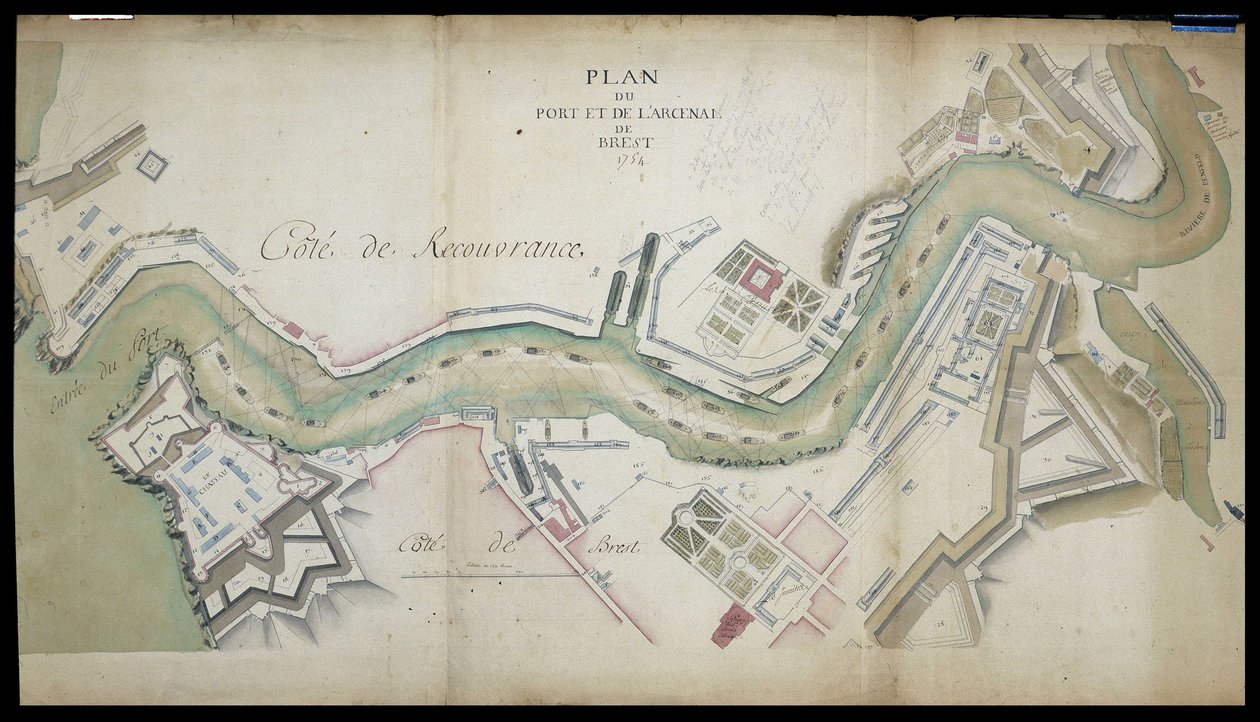 Brest kikötőjének és arzenáljának térképe 1754-ben. alkotó: French School