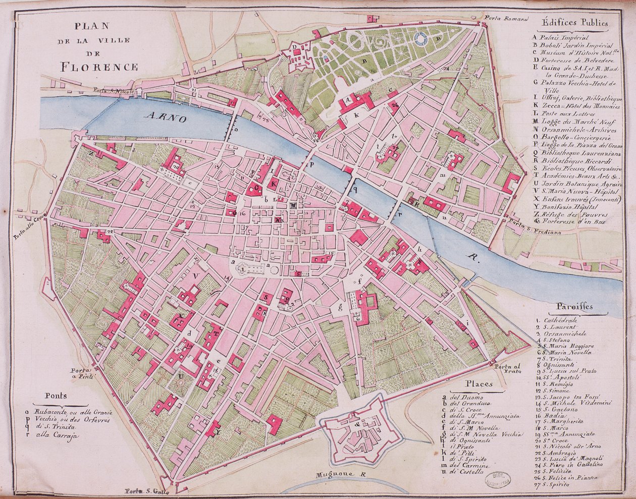 Firenze városának térképe alkotó: French School