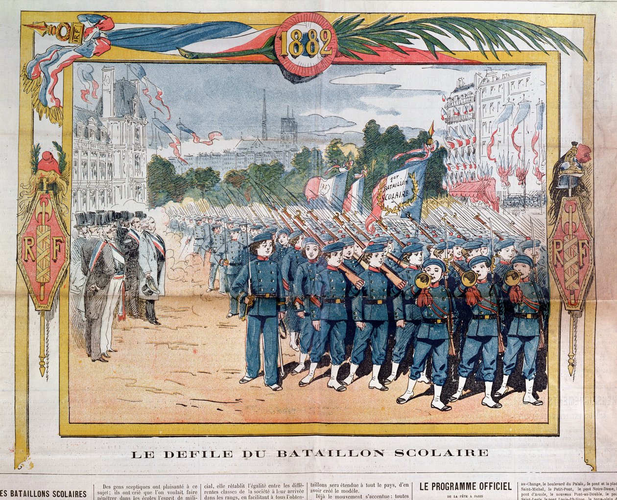 Az iskolazászlóaljak menetelése 1882. július 14-én alkotó: French School