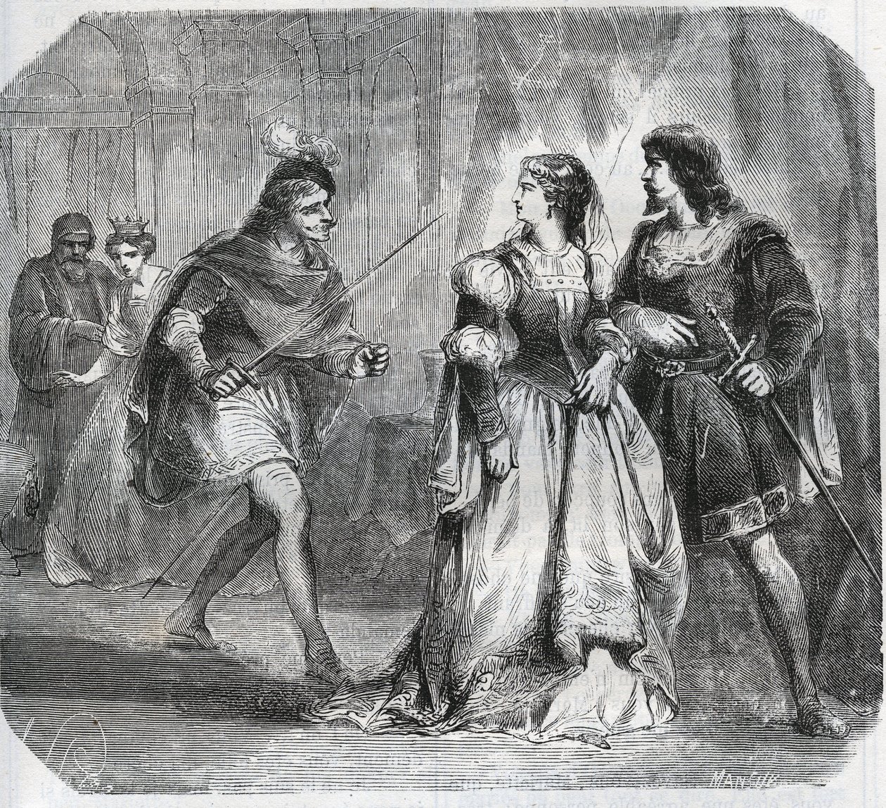 Marguerite de Baviere, Burgundia hercegnője (1363-1423) és Isabeau királyné (Isabelle, Erzsébet) Baviere-ben (1371-1435) elválasztja I. Valois Lajost, Orléans hercegét (1372-1407) és Jean Sans Ppeurt (Burgundy hercegét) 1371-1419), akik a kormányért harcol alkotó: French School