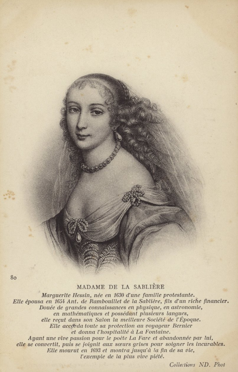 Marguerite de la Sabliere (1640-1693 körül), francia szalonista (litográfia) alkotó: French School