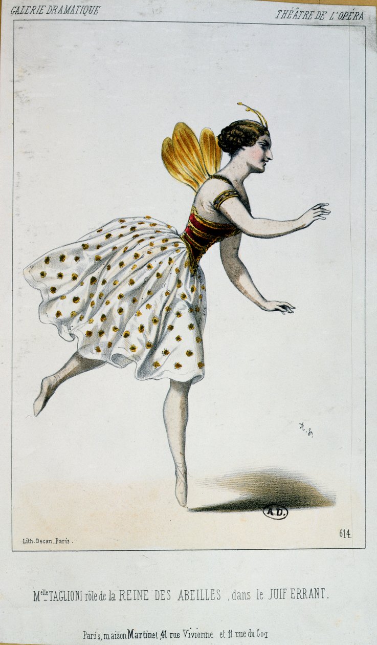 Maria Taglioni (1804-84) méhkirálynőként a Le Juif tévedésben, Jacques Fromental Halevy (1799-1862) c.1852 alkotó: French School
