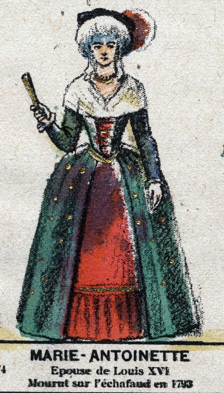 Marie Antoinette (1755-1793), Franciaország királynője. A „” Galeriede Franciaország királyai és királynői és jeles karakterei 1643 és 1895 között” című filmben” Az epinal képe. alkotó: French School
