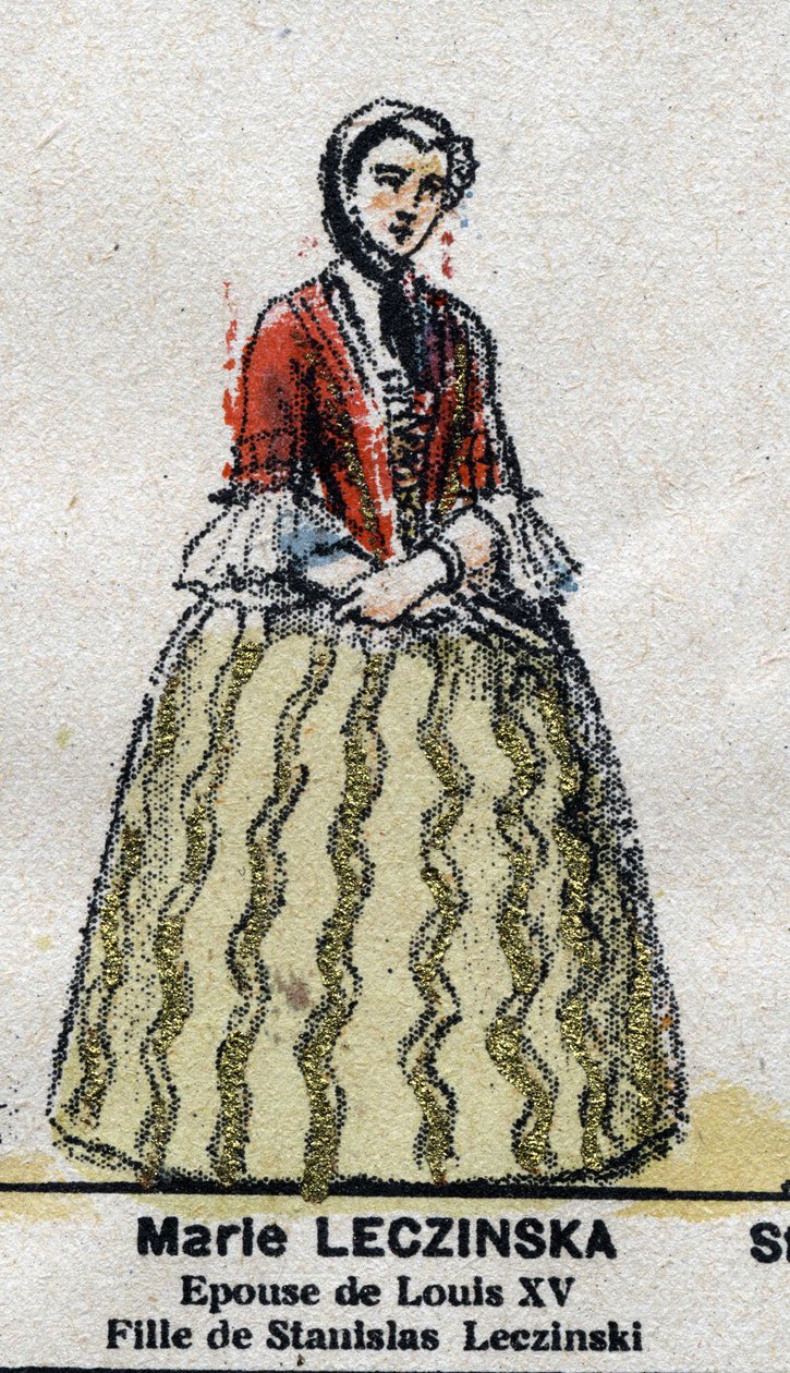 Marie Leszczynska (1703-1768), Franciaország királynője, XV. Lajos felesége. A „” Galeriede Franciaország királyai és királynői és jeles karakterei 1643-tól 1895-ig” Epinal kép. alkotó: French School