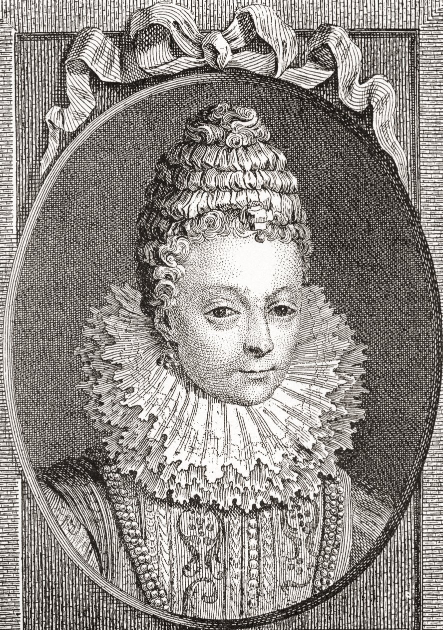 Marie de Médicis, 1575 1642. Franciaország királynője, IV. Henrik francia király második felesége. Az 1908-ban megjelent Les Heures Libresből. alkotó: French School