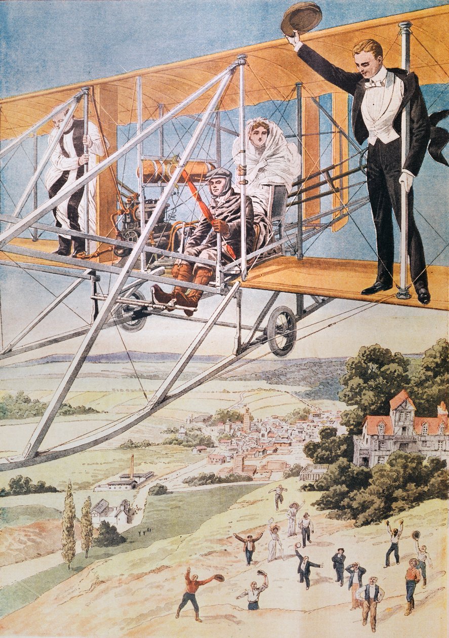 Házasság repülőn, illusztráció a Le Petit Journal 1911-ből alkotó: French School