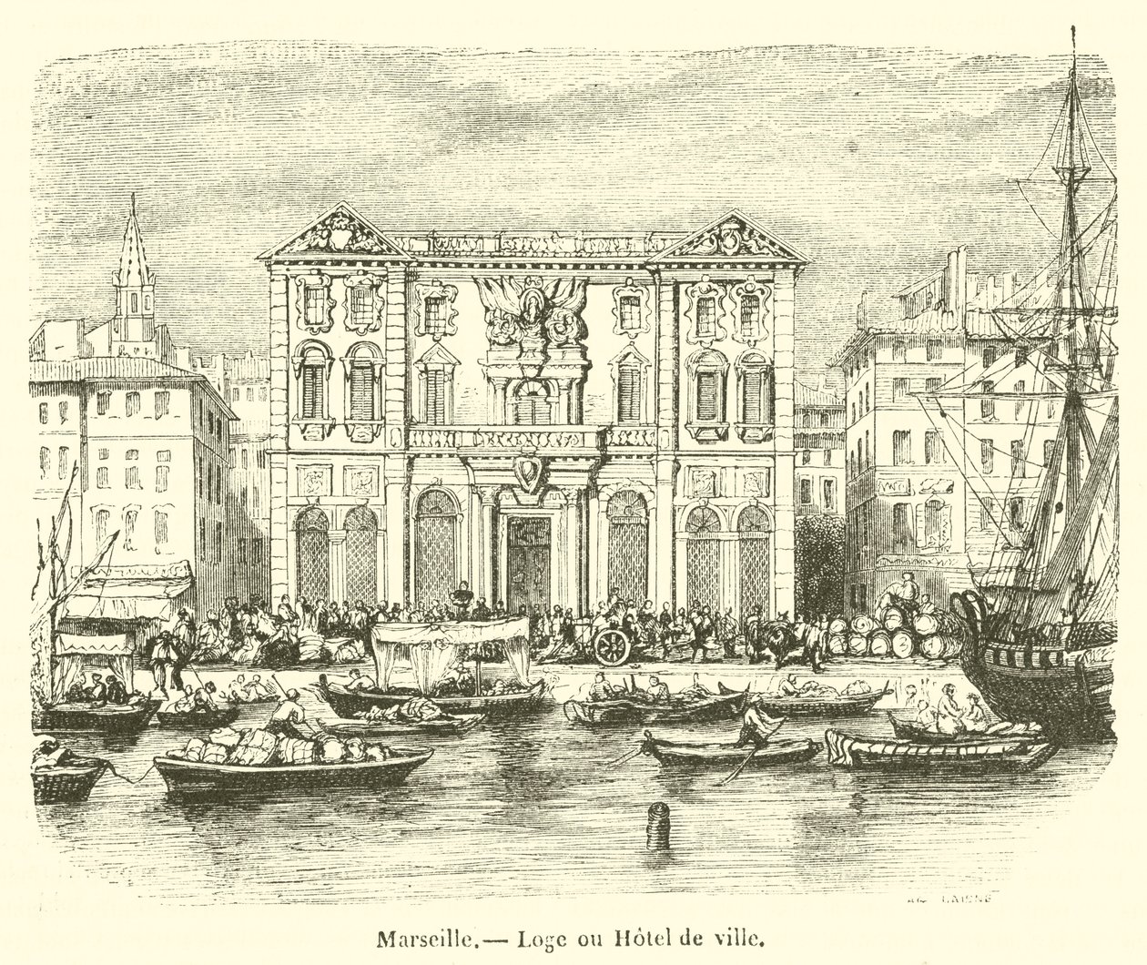 Marseille, városháza (metszet) alkotó: French School
