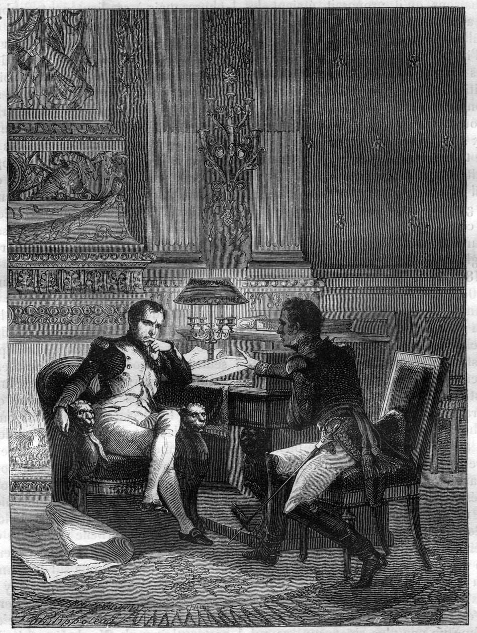 Maximilien Sebastien Foy (1775-1825), francia tábornok, jelentést készít I. Napóleon császárnak a Torres Vedras vonalánál kialakult helyzetről alkotó: French School