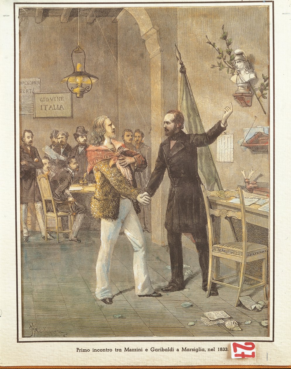 Mazzini és Garibaldi találkozása Marseille-ben alkotó: French School