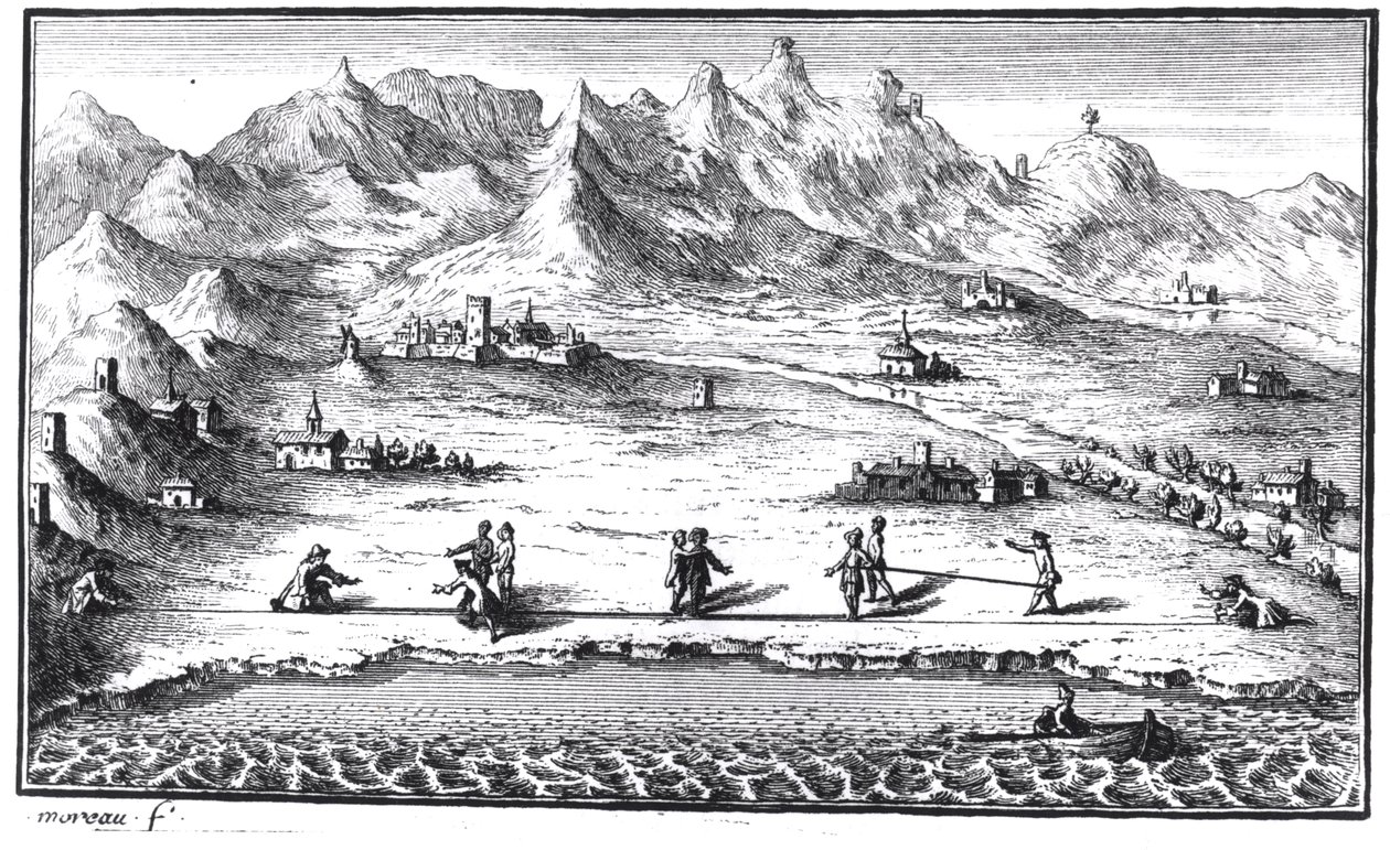 A meridián mérése, illusztráció a La Meridienne de Parisból, Cesar-Francois Cassini de Thury, 1744 alkotó: French School