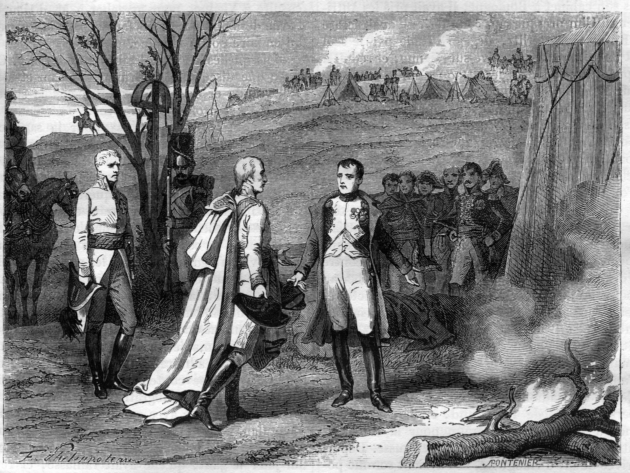 Két császár találkozása az austerlitzi csata után, 1805. december 4. (Napoleon Bonaparte alkotó: French School