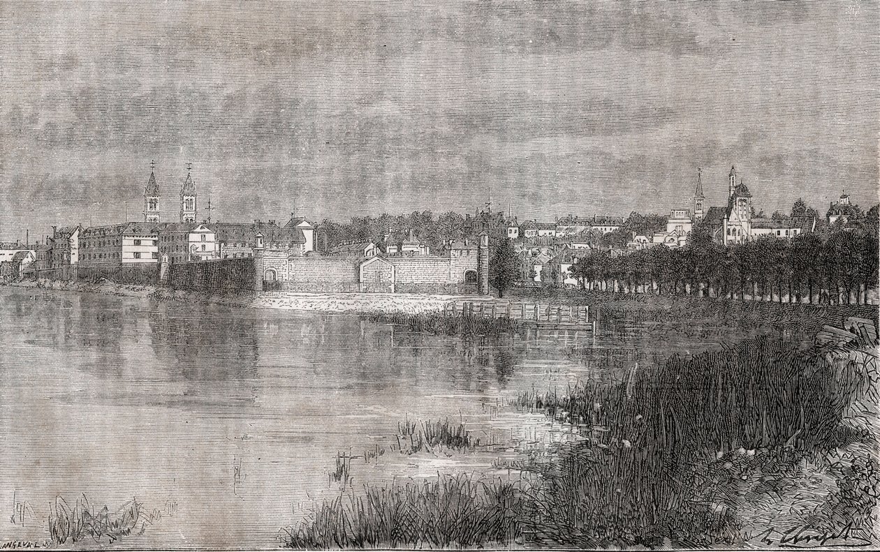 Melun - Ile-de-France - V.A. Malt-Brown „La France illustrée: földrajz, történelem, statisztikai igazgatás” című metszete. 1884 alkotó: French School