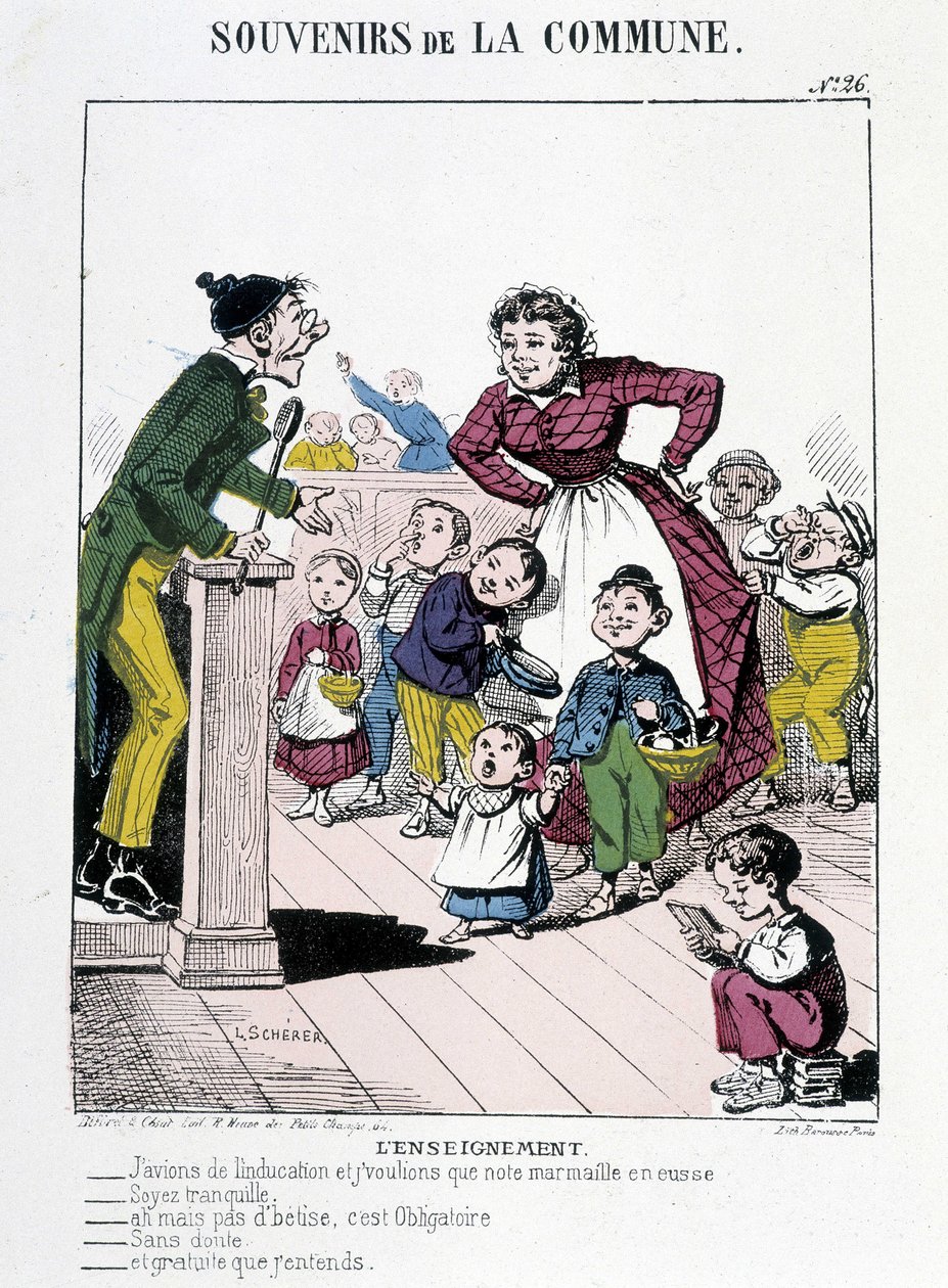 A kommün emlékei: tanítás, 19. század vége B.H.V. P. alkotó: French School