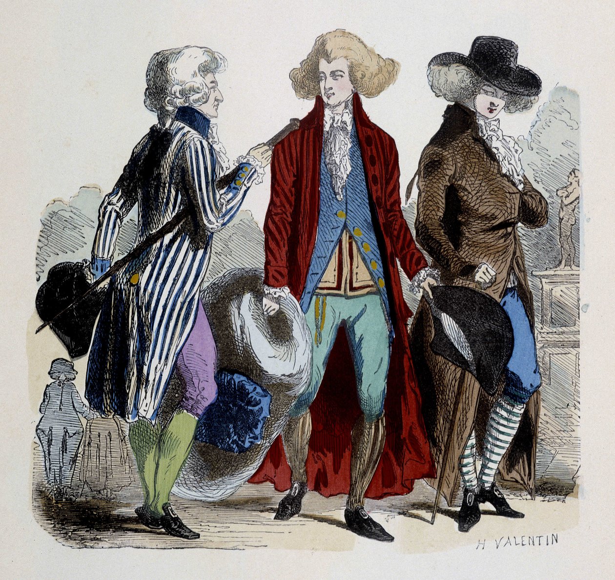 Férfidivat Párizsban 1787-ben. alkotó: French School