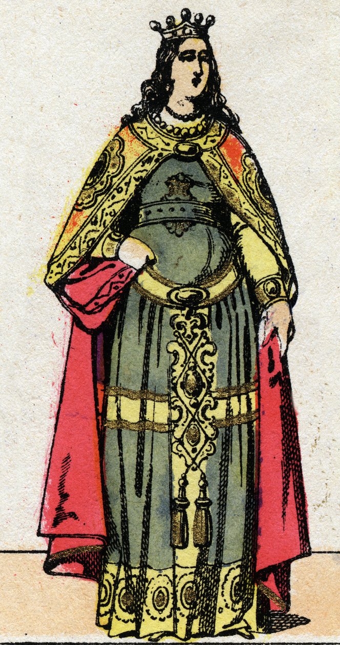 Meroving-dinasztia: Clothilde királynő, III. Dagobert feleségének (699-715) portréja. Epinális képalkotás a 19. század végéről. Magángyűjtemény. alkotó: French School