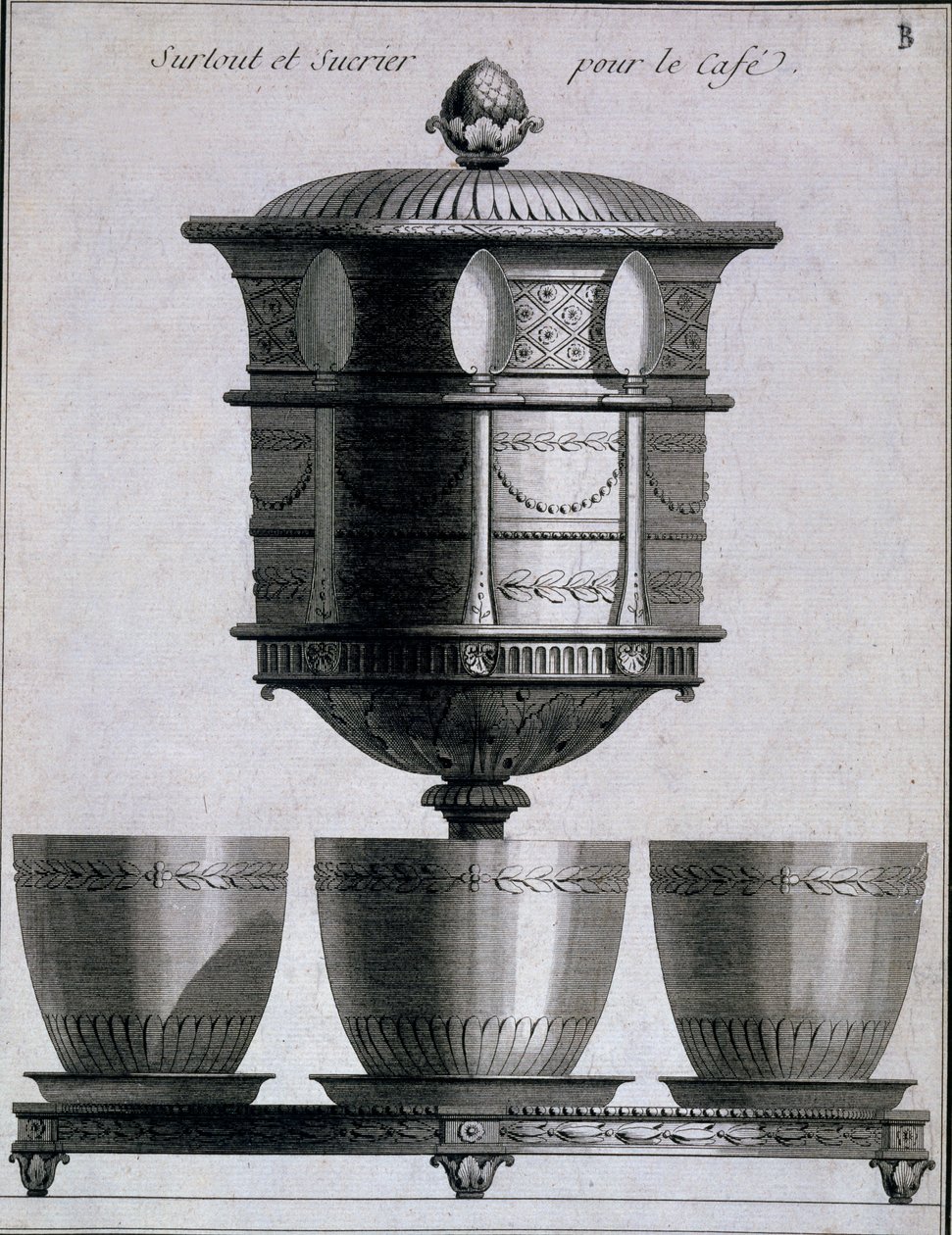 Fémmunka: kávéskészlet kanalakkal és cukortartóval, 1780-96 alkotó: French School