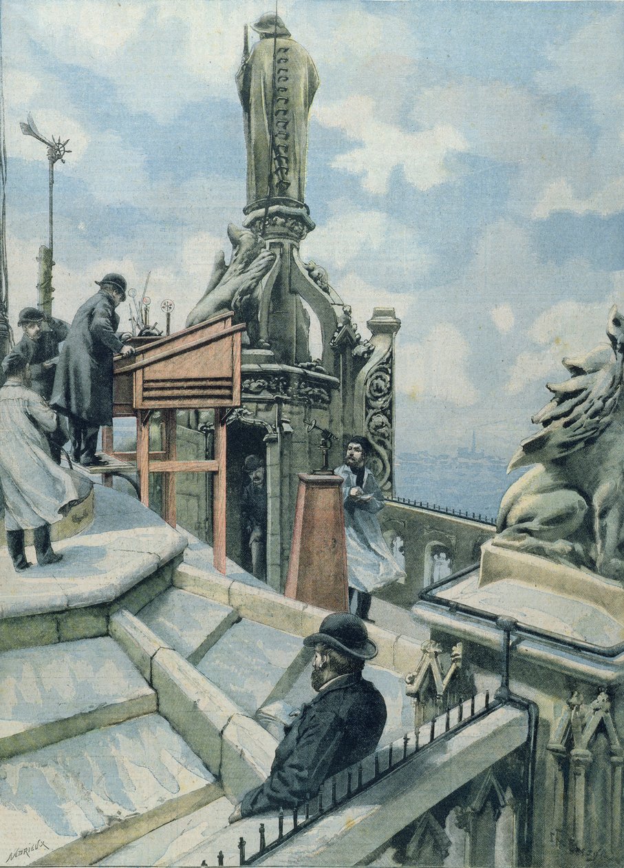 Meteorológiai Obszervatórium a St. Jacques körúton, illusztráció a Le Petit Parisienből, 1902. november 20. alkotó: French School