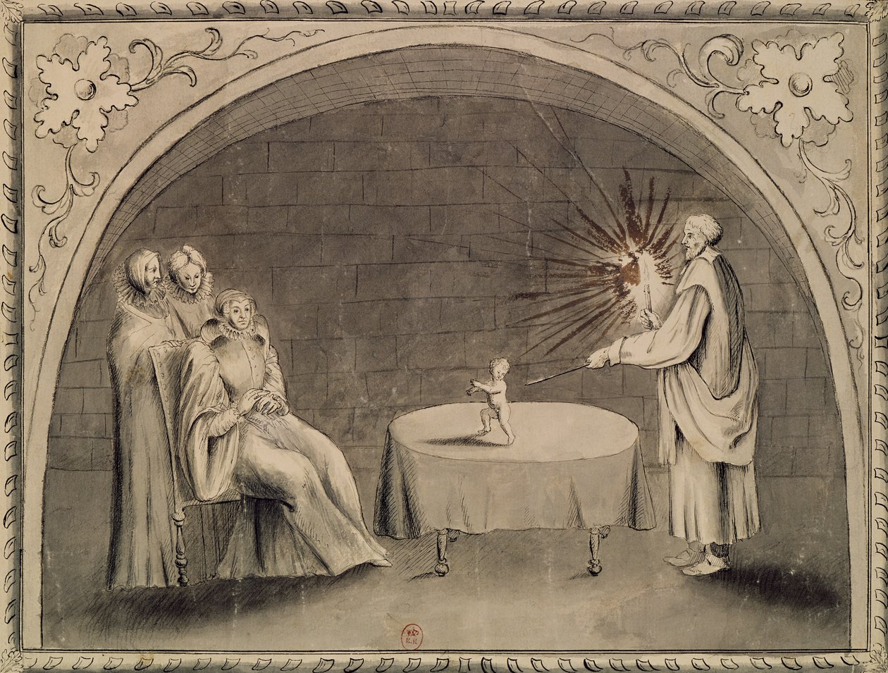 Michel de Nostradame (1503-66) és Catherine de Medici (1519-89) 1559 (toll, tinta és mosás papíron) alkotó: French School