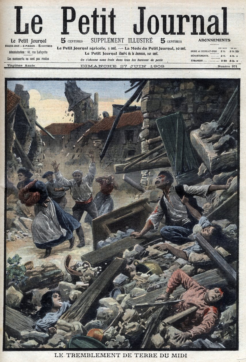 Midi földrengés Délkelet-Franciaországban – „Le Petit Journal” június 27-én alkotó: French School