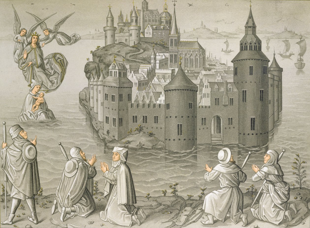 A zarándokokat megmentő Szűz Mária csodája a Mont Saint-Michelben alkotó: French School