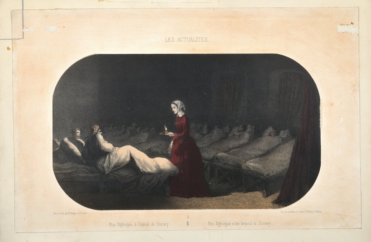 Miss Nightingale a scutari kórházban, kiadó: Jacomme et Dufat, Párizs, 1856 alkotó: French School