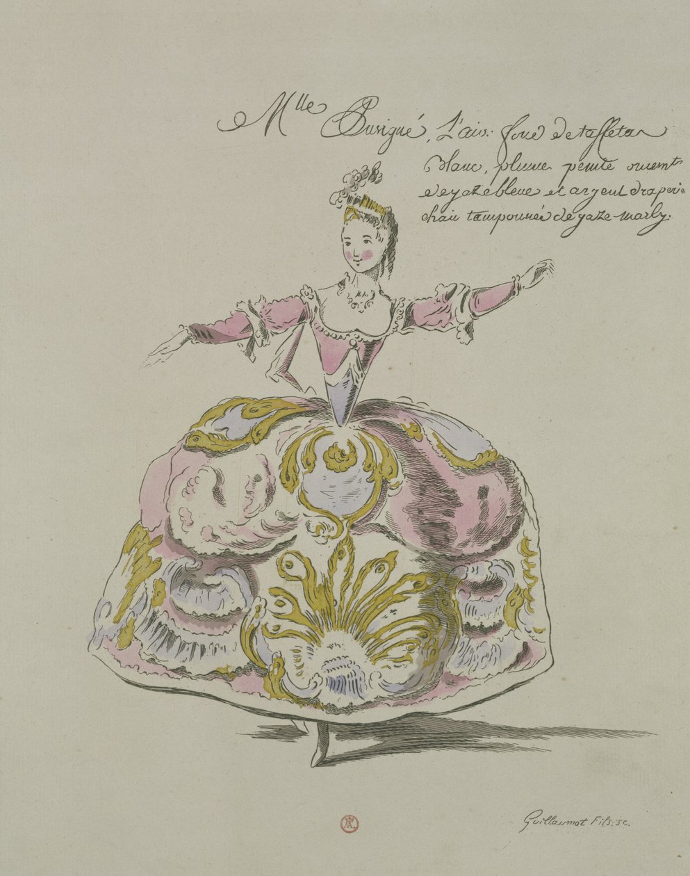 Miss Puvigne, mint levegő, a Zoroastre-ban, Cahusac librettója, Jean-Philippe Rameau (1683-1764) fakszimile, A. Guillaumot Fils, 1749 (színes metszet) alkotó: French School