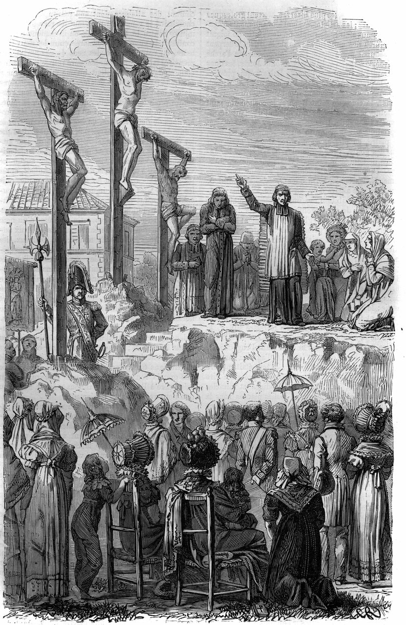 A jezsuiták által szervezett missziók Franciaországban a XIX. Metszet a „Histoire des Papes-Rois-Queen and Empereurs a travers les centuries” című könyvébe, Maurice Lachatre alkotó: French School