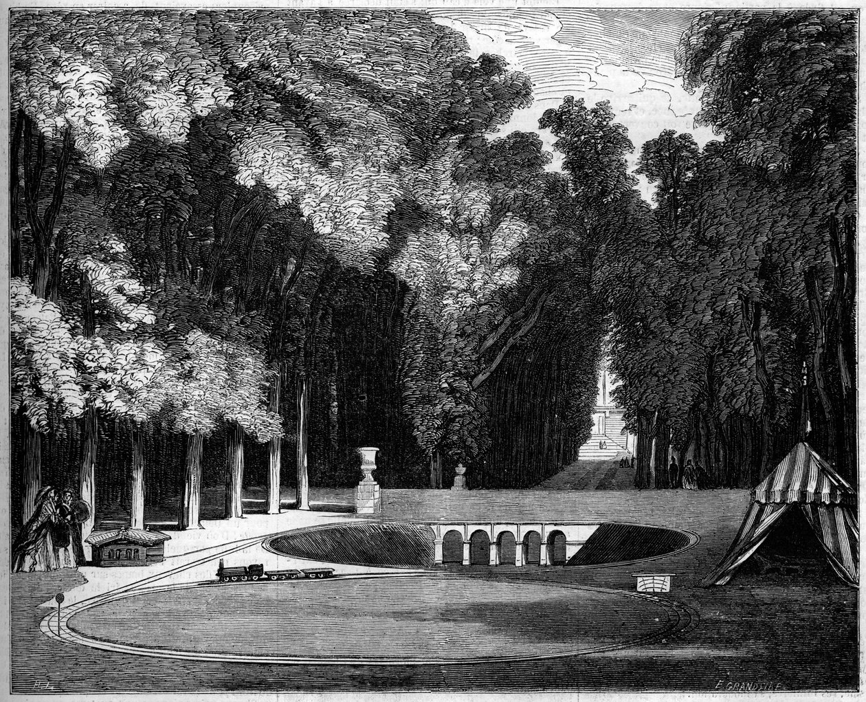 A császári herceg (III. Napóleon fia) számára épített vasútmodell a Saint Cloud Parkban alkotó: French School